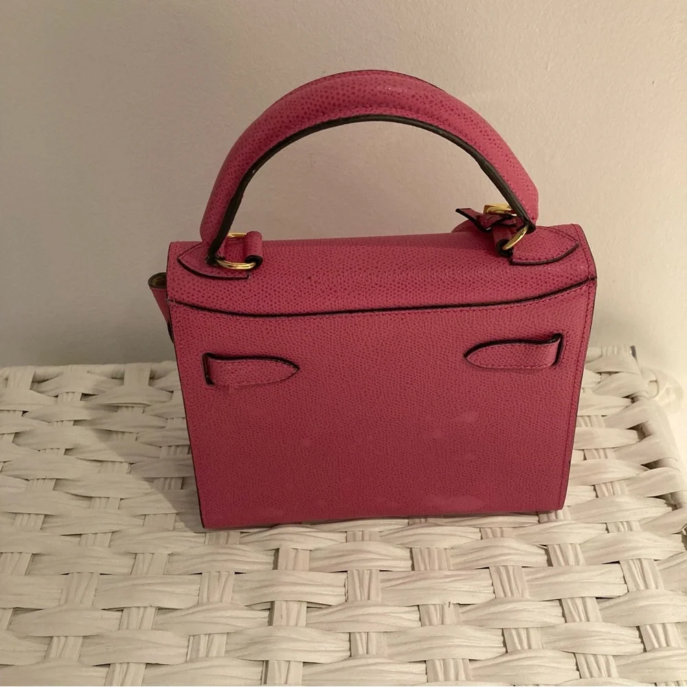 Pink Structured Top-Handle Women's Bag with Gold Hardware